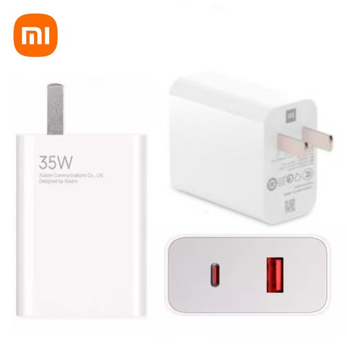 XIAOMI - Cargador Xiaomi 35w Doble Entrada Adaptador USB-A y Tipoc C De Pared
