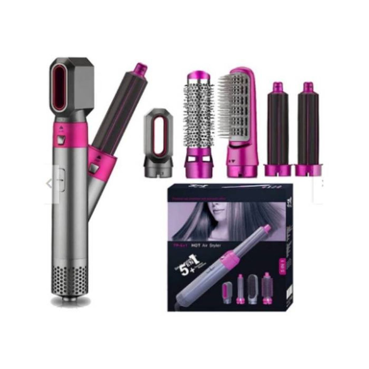 GENERICO - Peine Cepillo Rizadora Secadora 5 en 1  Colores