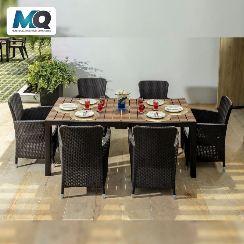 QRUBBER - Comedor Con 6 Puestos Modelo Capri Color Café Oscuro - MQ