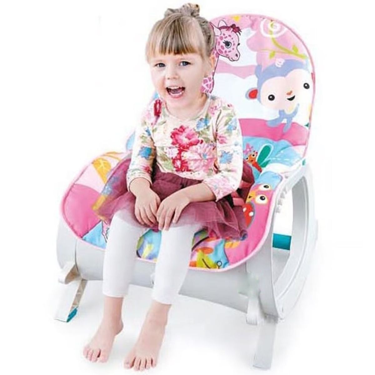 IDEAL - Silla de Comer Mecedora 3 en 1 Vibrador Musical Rosado