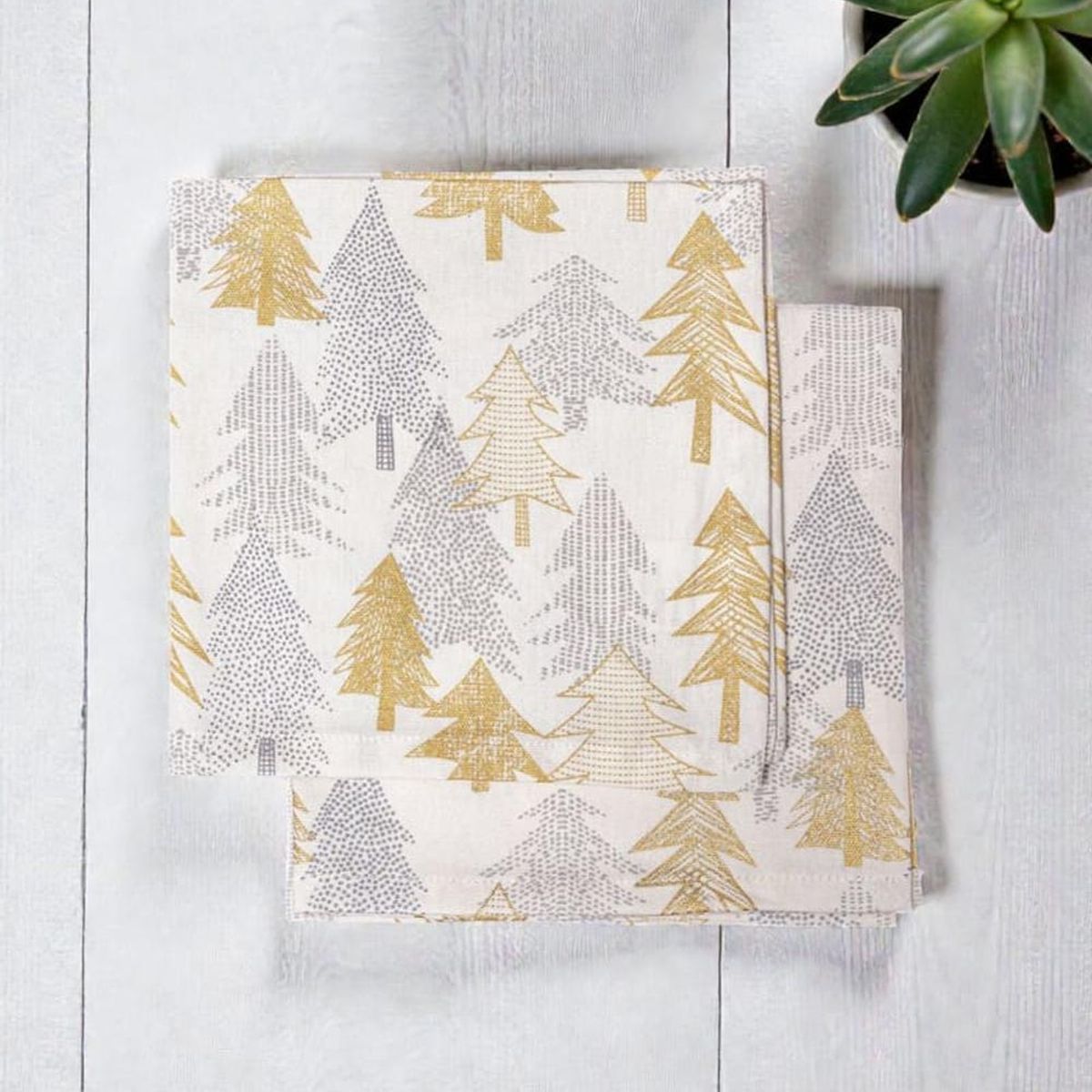 MAP DESIGN HOME - Servilletas Pinos Navidad Algodon 40x40 cm