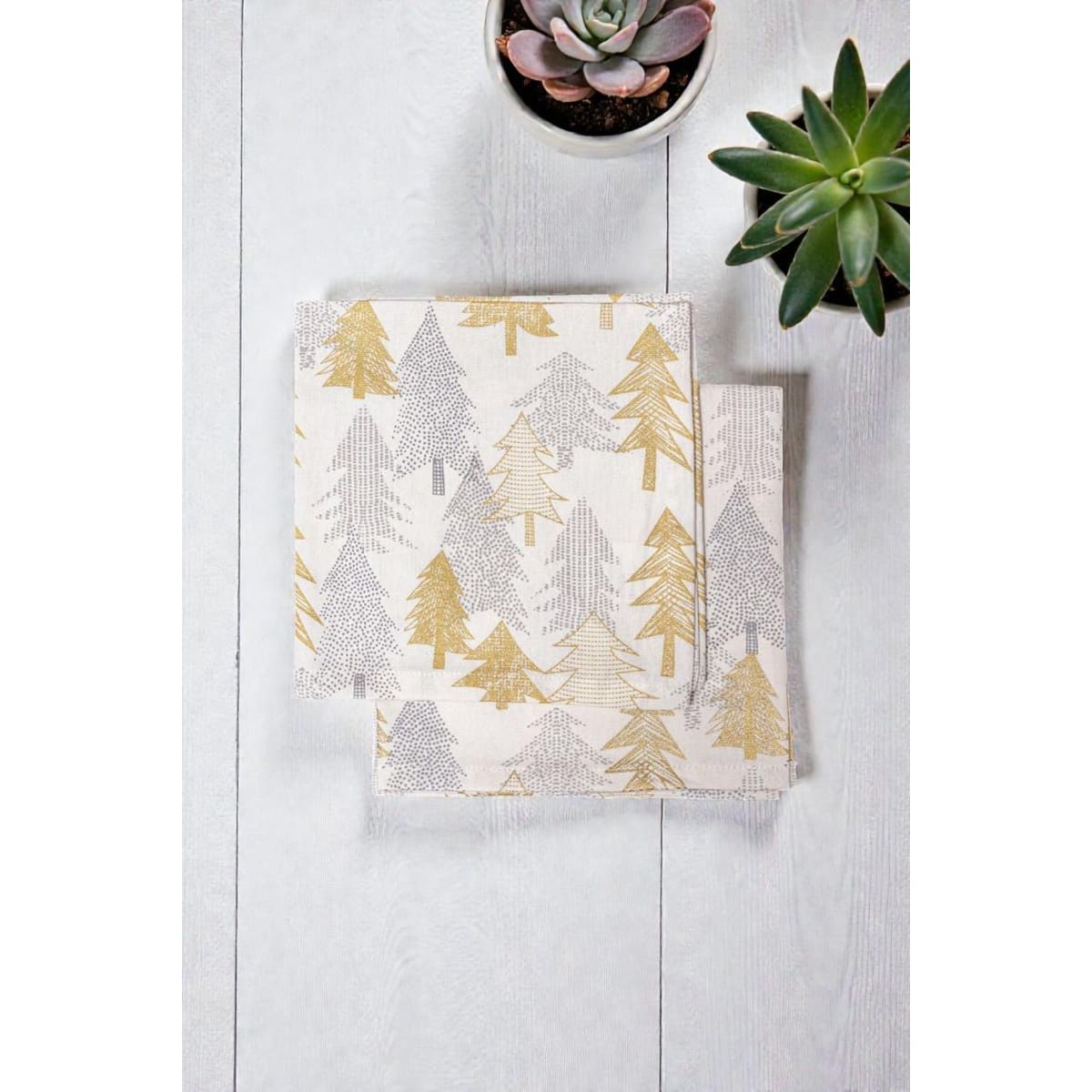 MAP DESIGN HOME - Servilletas Pinos Navidad Algodon 40x40 cm