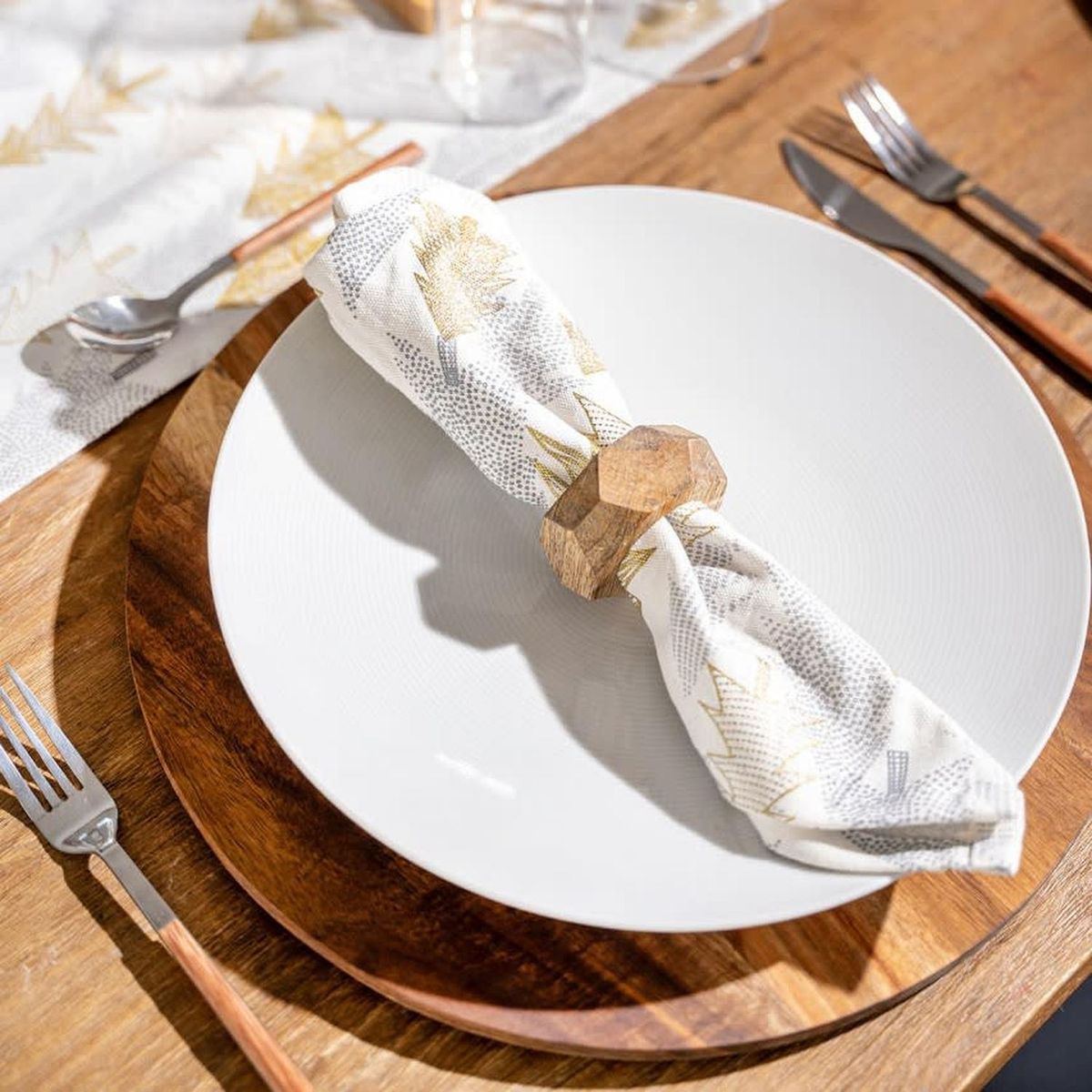 MAP DESIGN HOME - Servilletas Pinos Navidad Algodon 40x40 cm