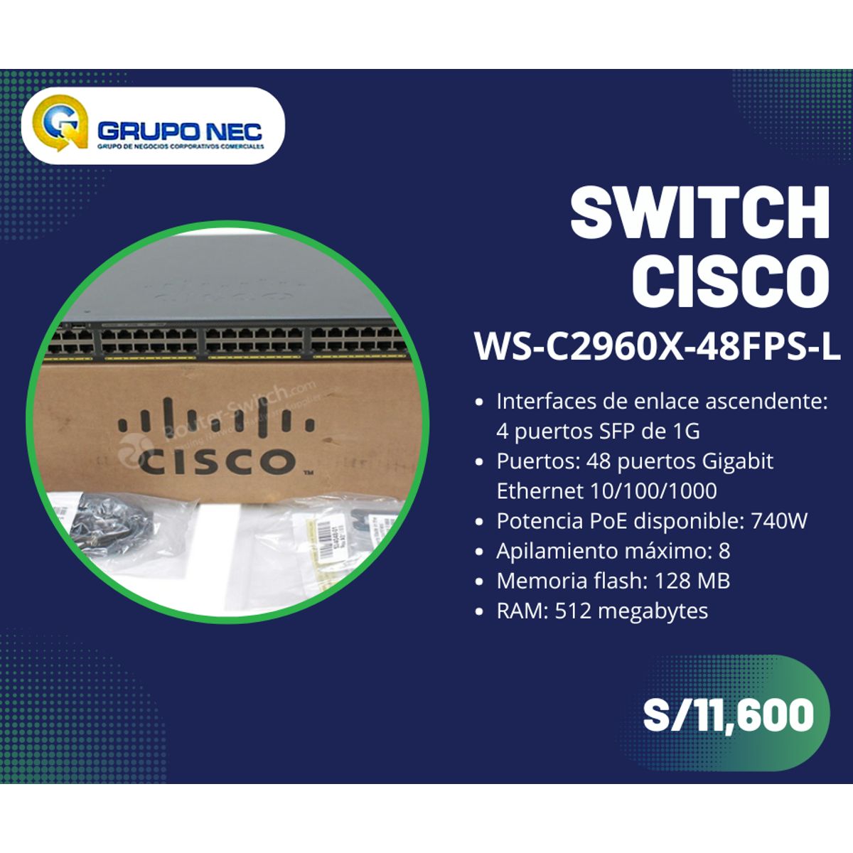 CISCO - Switch Cisco 2960x-48FPS-L