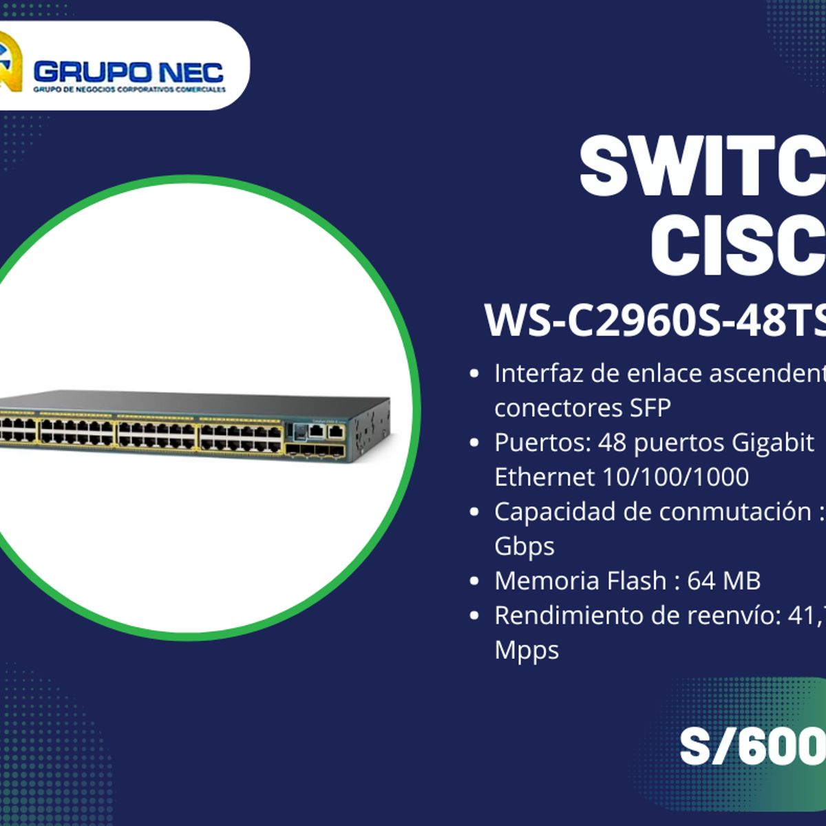 CISCO - Switch Cisco 2960S-48TS-L