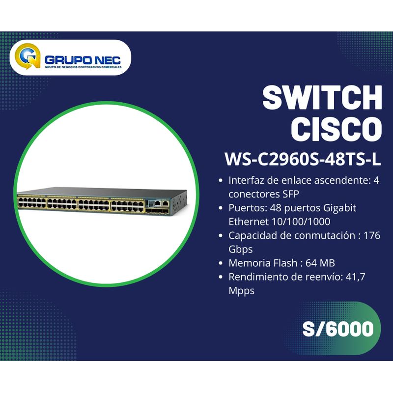 CISCO - Switch Cisco 2960S-48TS-L
