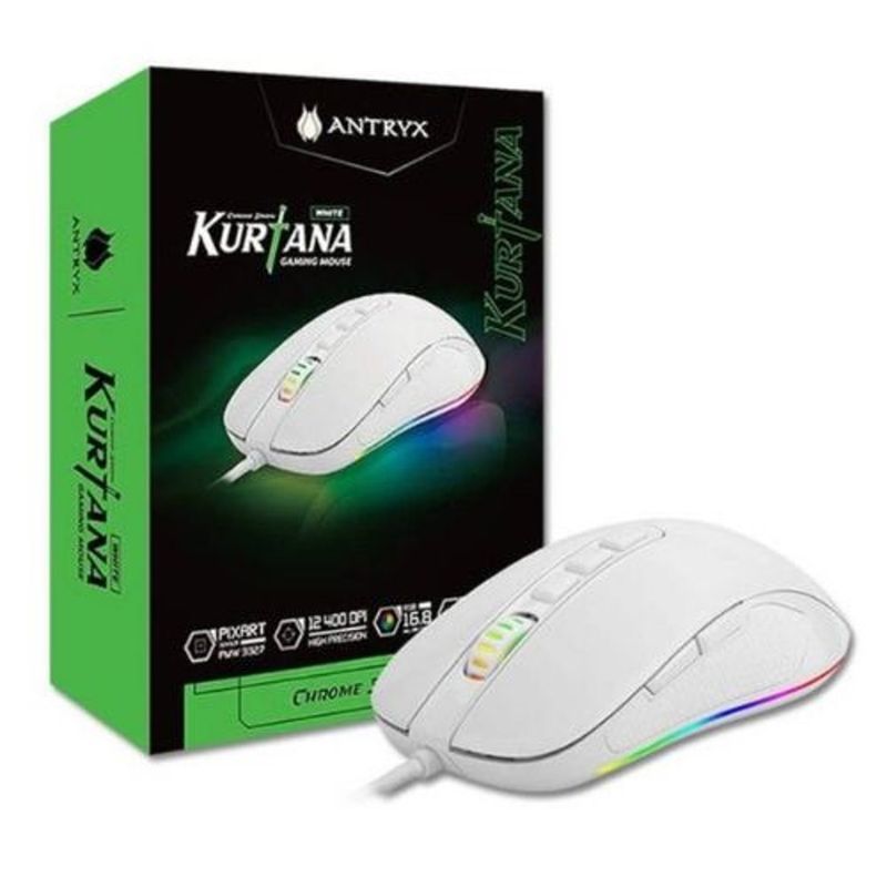 ANTRYX - MOUSE GAMER ANTRYX DPI 12400 CHROME STORM KURTANA WHITE RGB AGM-6200W