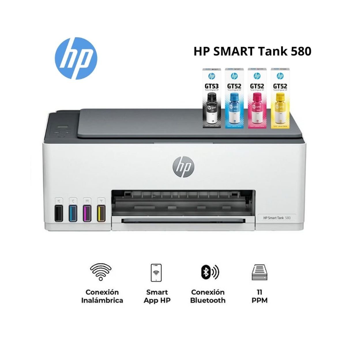 HP - Impresora HP multifuncional Wifi bluetooth Smart Tank 580
