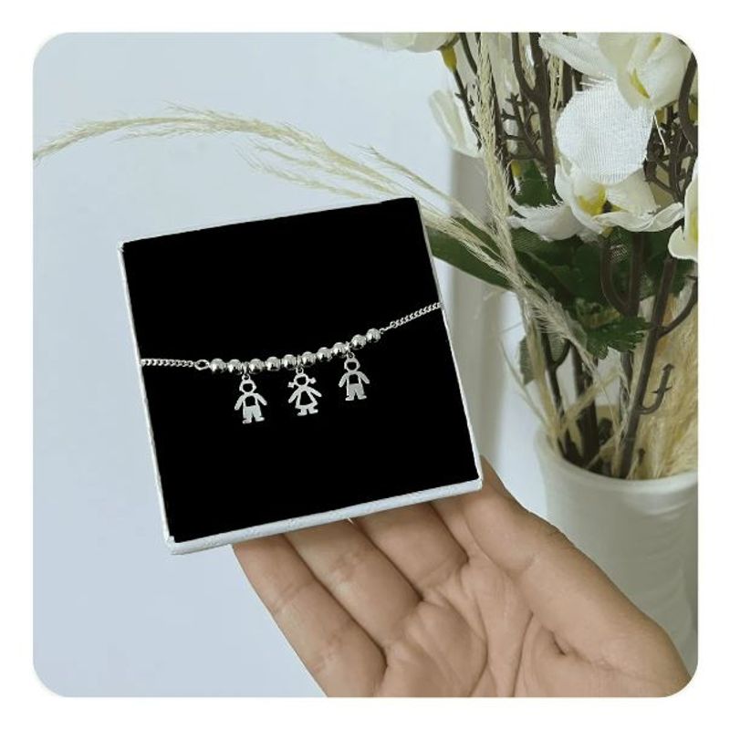GENERICO - Pulsera Mujer 3 Hijos Hermana Niños Joya Regalo Plata 925