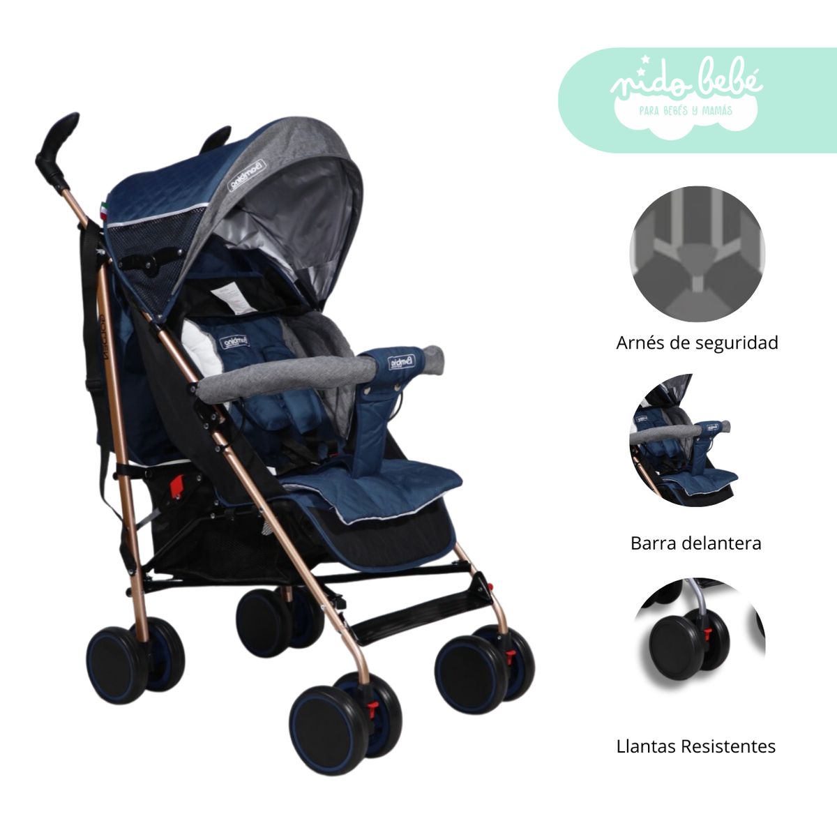 GENERICO - Coche Baston Lulu de bebe Azul