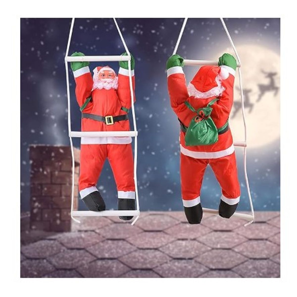 GENERICO - Papá Noel colgante en escalera tendencia navidad