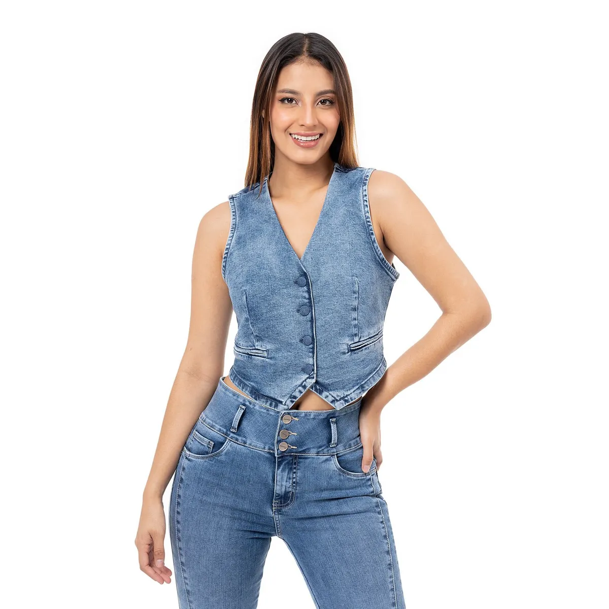 PIONIER - Chaleco Denim Stretch Mujer Leea Pionier