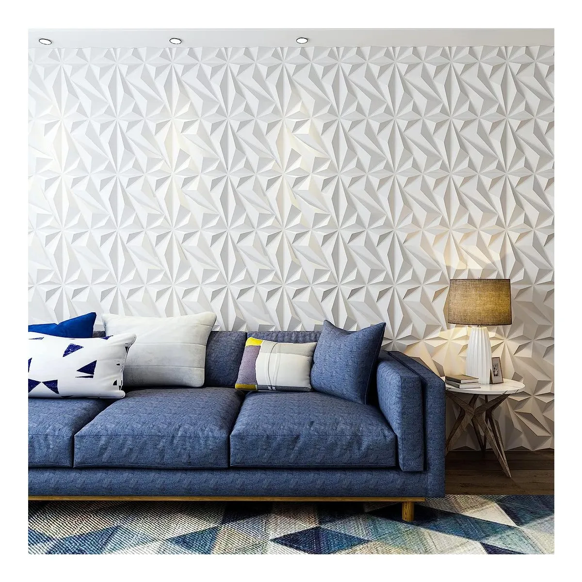 GENERICO - Tapiz Mural Elegante En 3D DE PVC Duro Decorativa Blanca YLS13