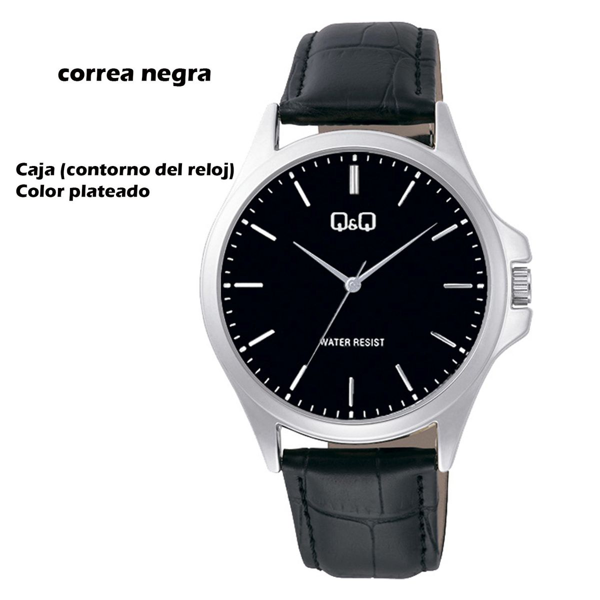 Q&Q - RELOJ HOMBRE CUERO NEGRO MARCA QQ - MD3