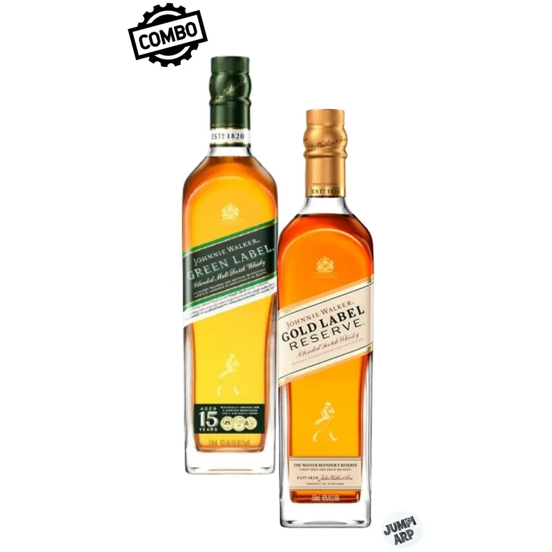 JOHNNIE WALKER - Combo Johnnie Walker Green Label 750ml + Gold Label 750 ml