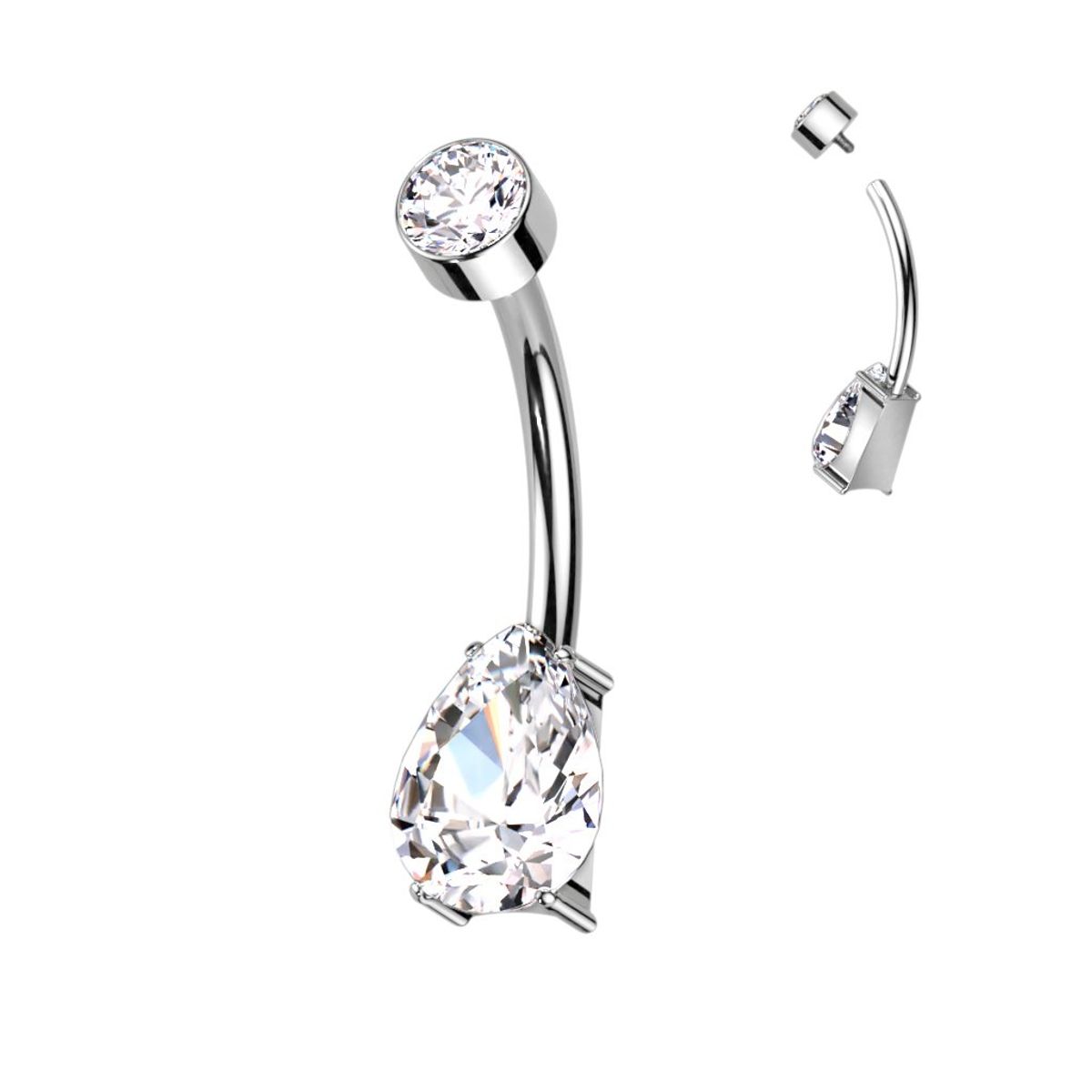 ADR JOYERIA CORPORAL - Piercing Ombligo Zircon Gota Titanio ADR Joyería Corporal