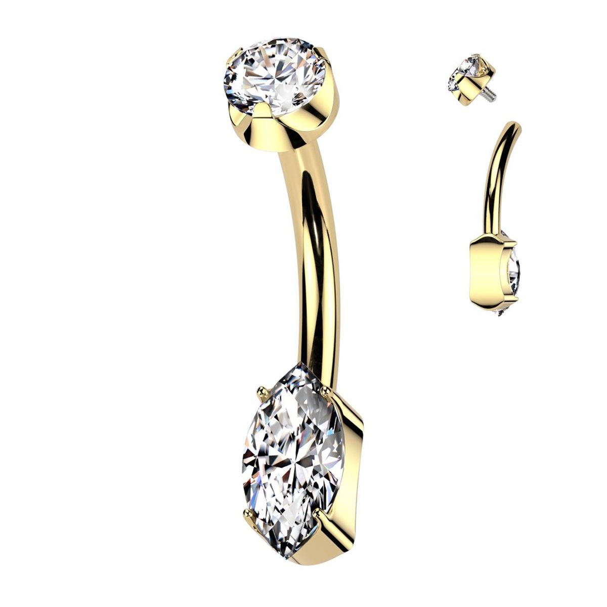 ADR JOYERIA CORPORAL - Piercing Ombligo Zircon Marquise Titanio ADR Joyería Corporal