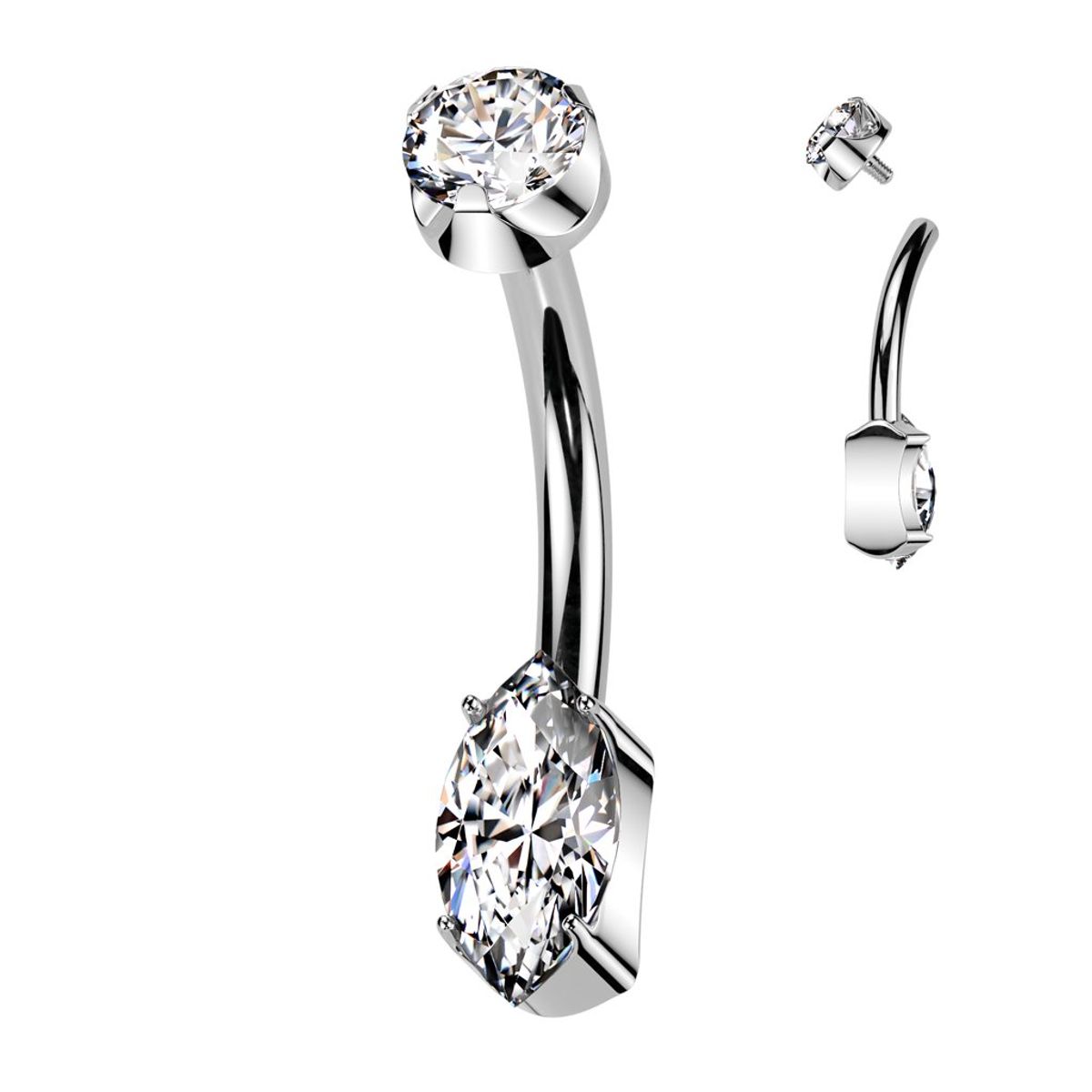 ADR JOYERIA CORPORAL - Piercing Ombligo Zircon Marquise Titanio ADR Joyería Corporal