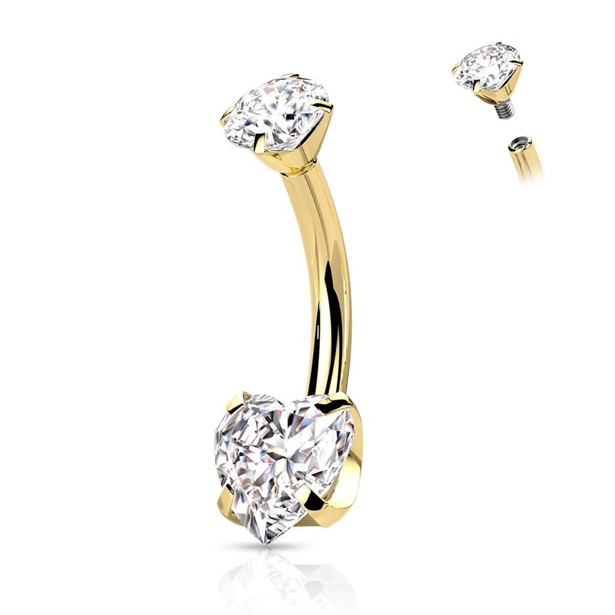 ADR JOYERIA CORPORAL - Piercing Ombligo Zircon Corazón Titanio ADR Joyería Corporal