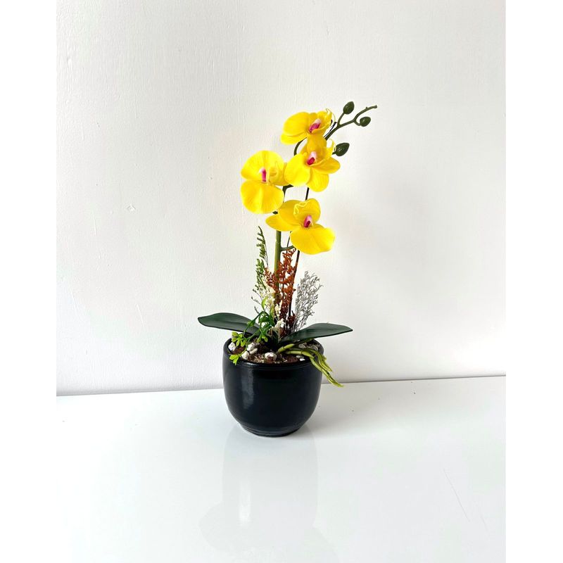 GENERICO - ORQUIDEA  AMARILLA BASE NEGRA 33X11