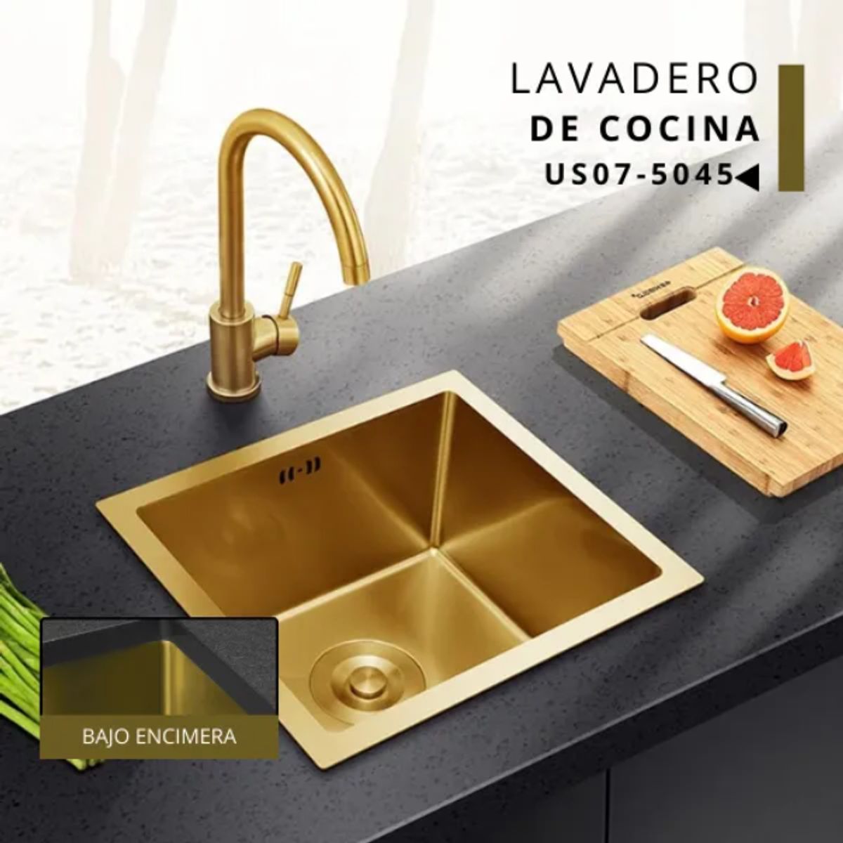 XM - LAVADERO DE COCINA DORADO PULIDO US07-5045