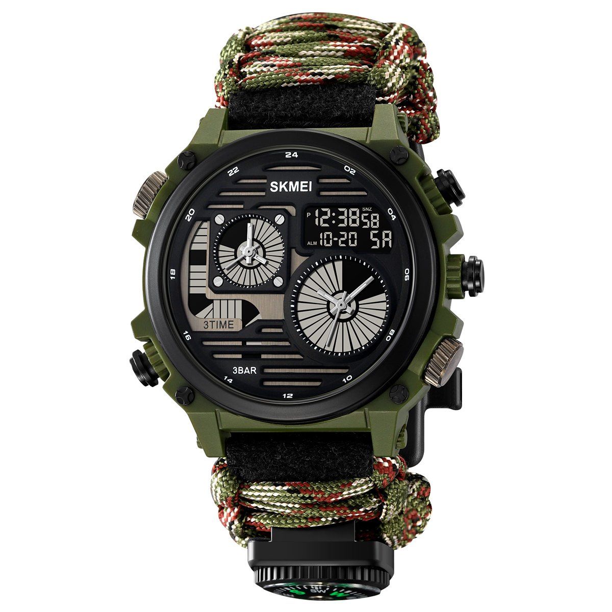 SKMEI - Reloj Skmei 2202 CAMUFLADO Analogo Digital Correa Tejida Nylon