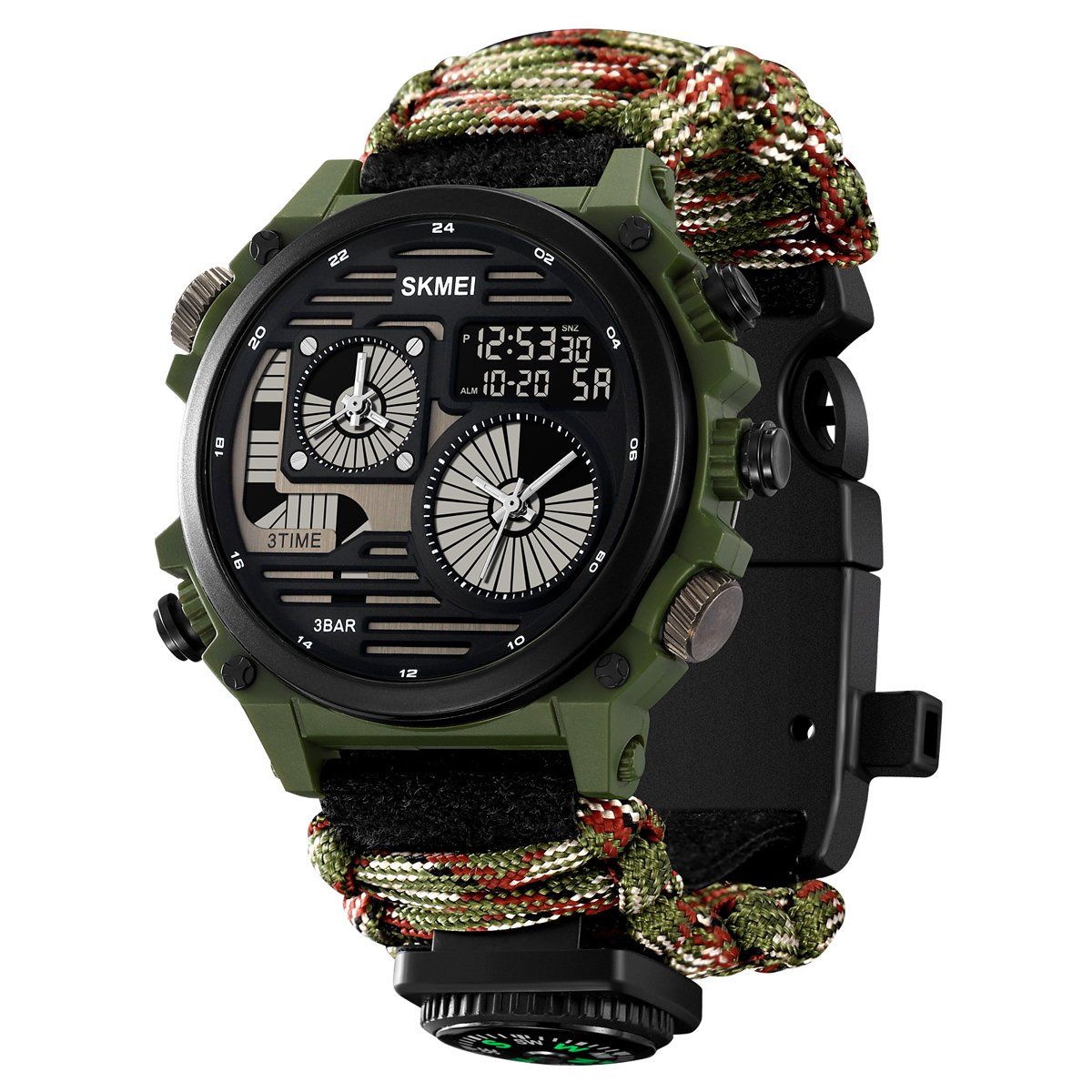 SKMEI - Reloj Skmei 2202 CAMUFLADO Analogo Digital Correa Tejida Nylon