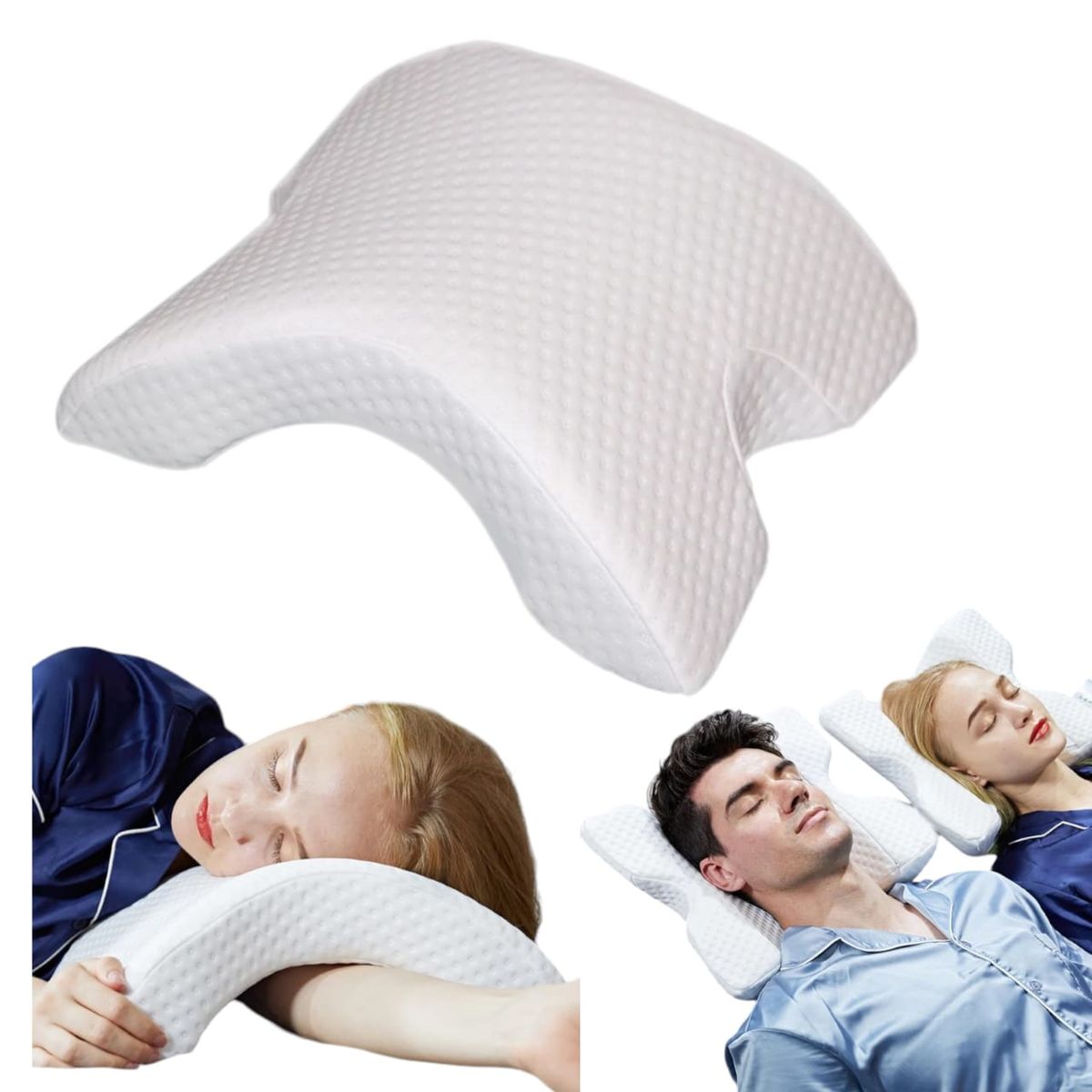 GENERICO - Almohada multifunción rígida viscoelástica de brazo arqueado