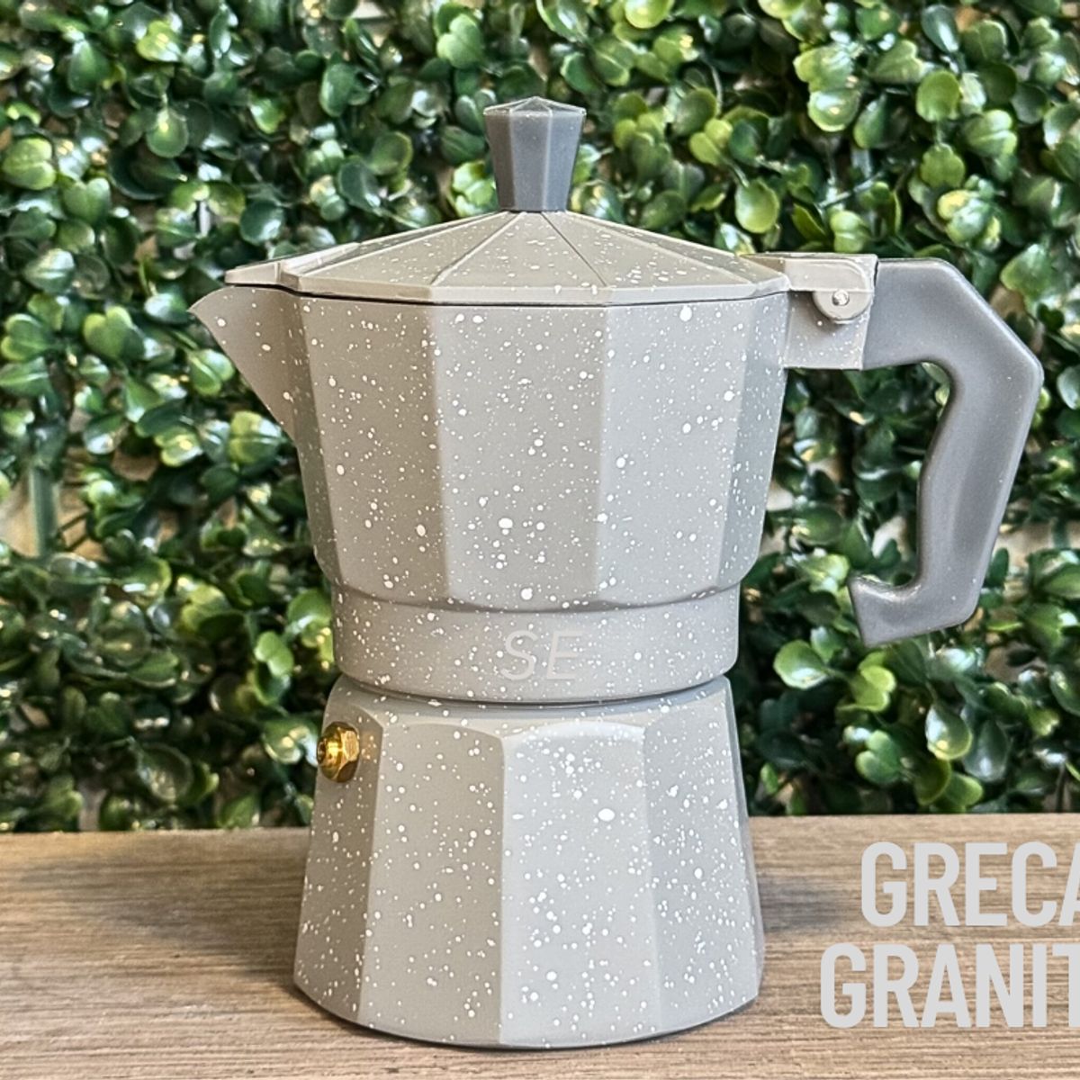 GENERICO - Cafetera moka color plomo bañada en granito 3 tz