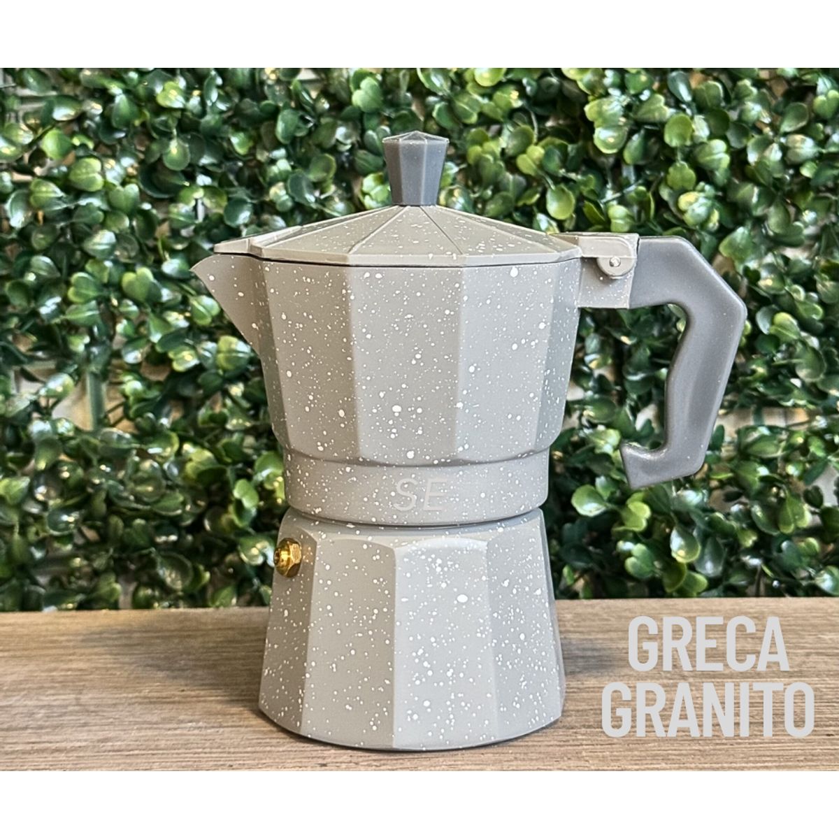 GENERICO - Cafetera moka color plomo bañada en granito 3 tz