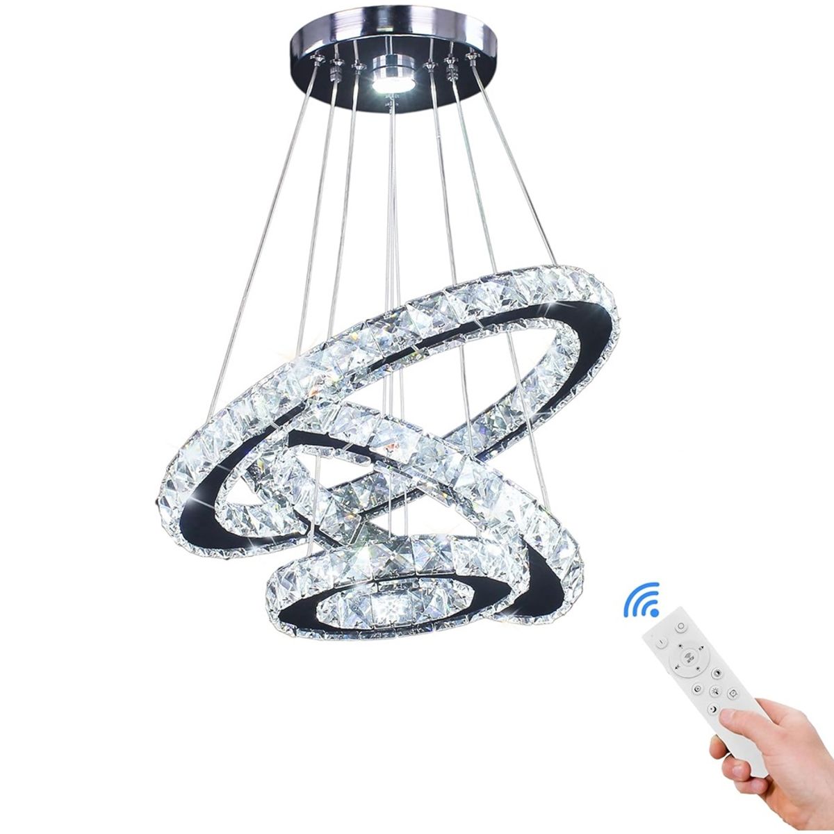 GENERICO - Lámpara de techo colgante de cristal LED  incluye control remoto