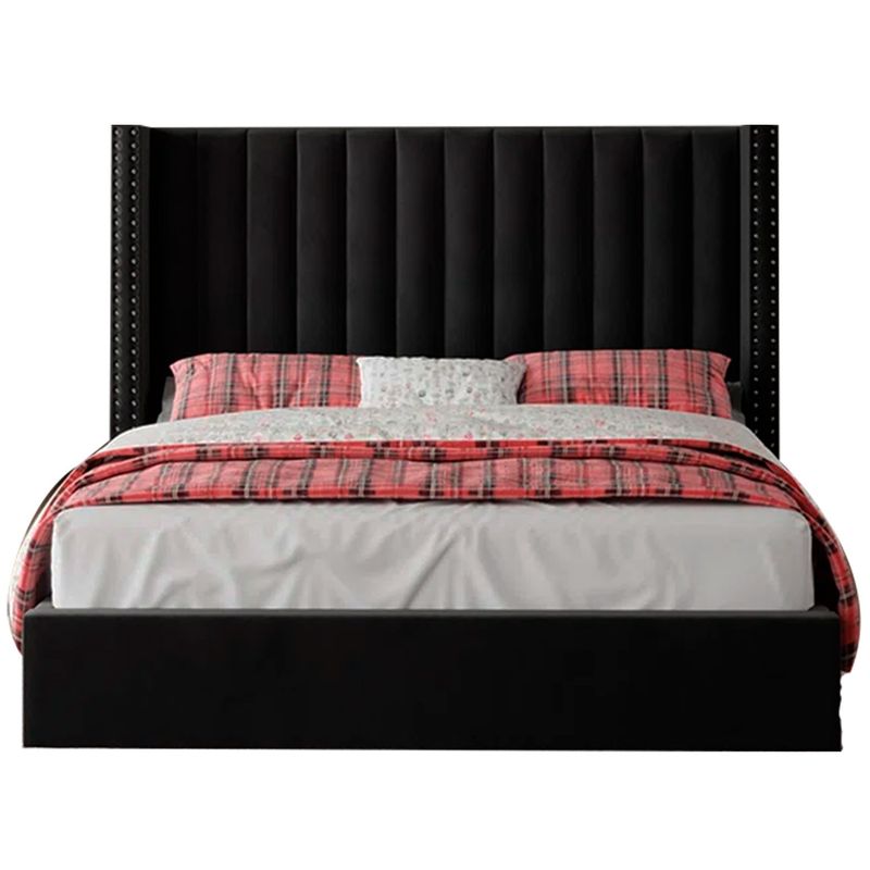 GENERICO - Cama Tapizada Listón con Tachuelas Negro Queen