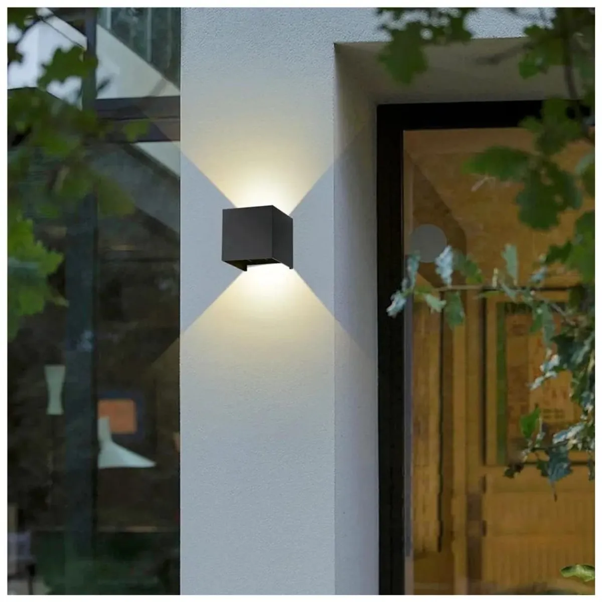 GENERICO - Lampara de pared Aplique LED 6 W Cubo Negro Luz Cálida