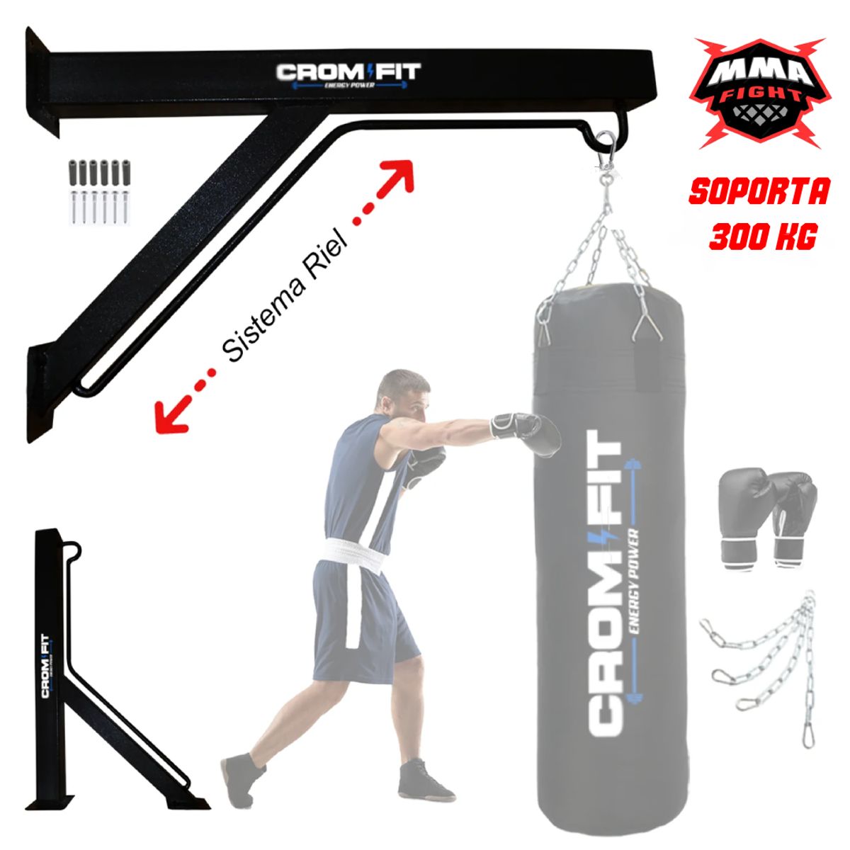 HOLGU - Barra Rack Multifuncional Saco Box Sistema Riel