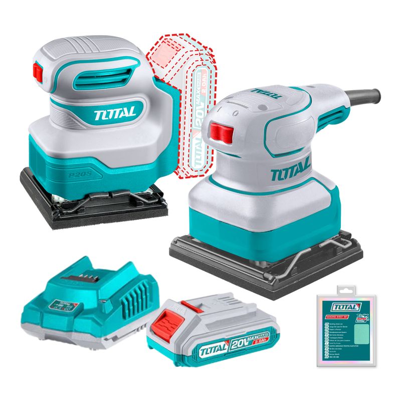 TOTAL TOOLS - Lijadora orbital 20v + lijadora orbital 240w Industrial Total
