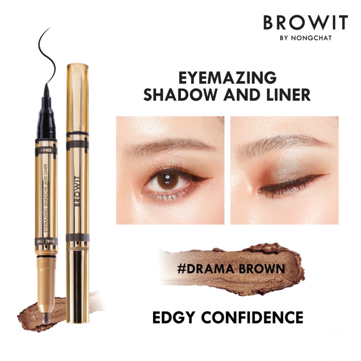 CATHY DOLL - Browit Eye Shadow and Liner 060g+085ml Drama Brown