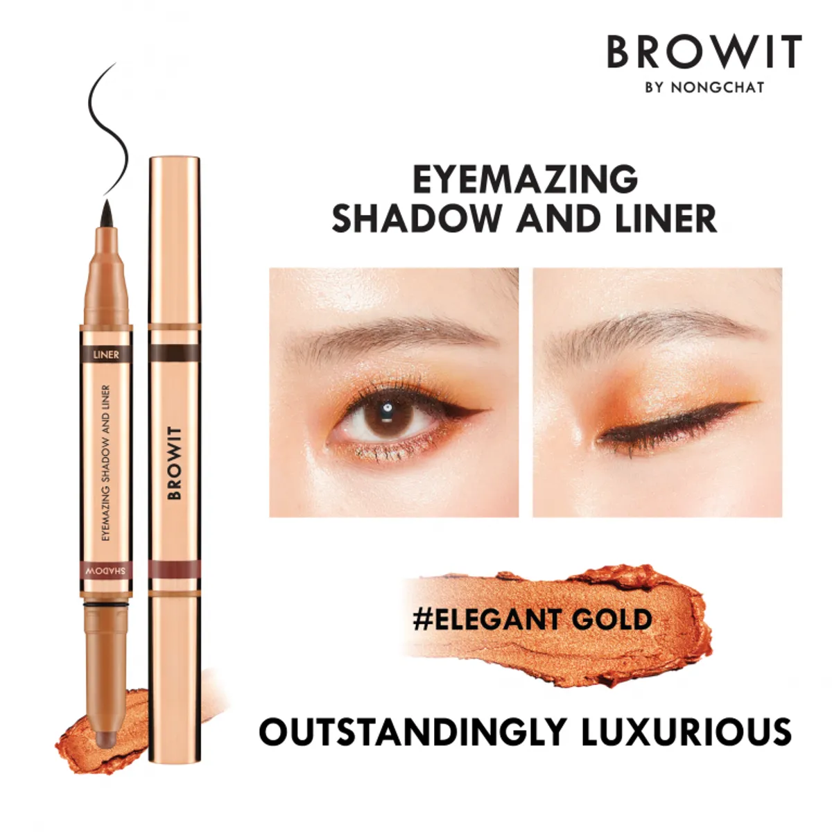 CATHY DOLL - Browit Eye Shadow and Liner 060g+085ml Elegant Gold