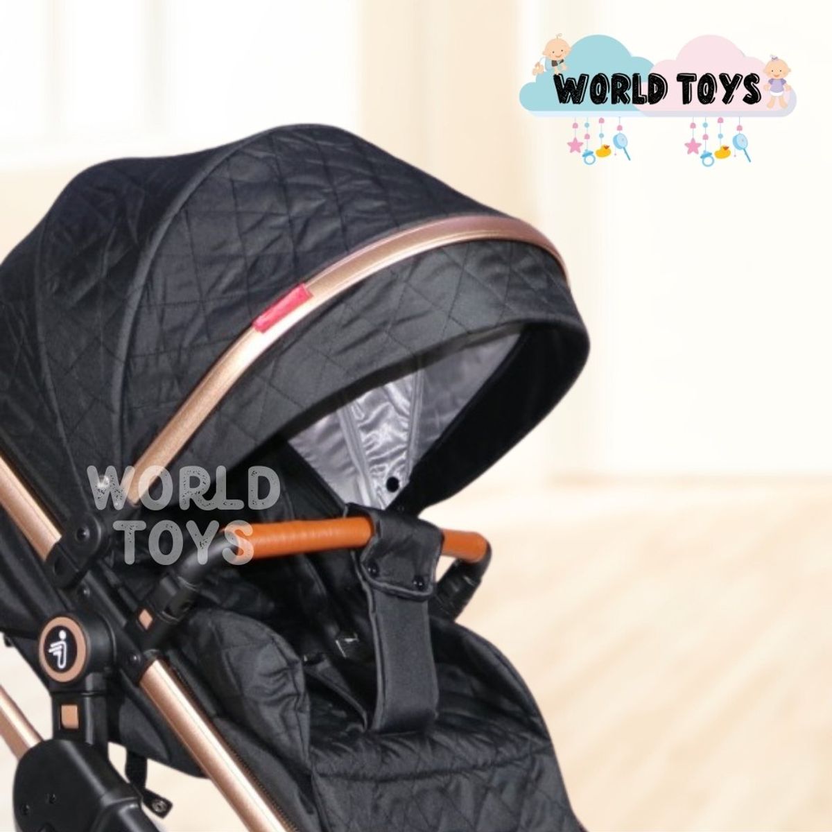 BABY - Coche Moisés Mini 4 en 1 «LIETTI GOLD» con Portabebé Black