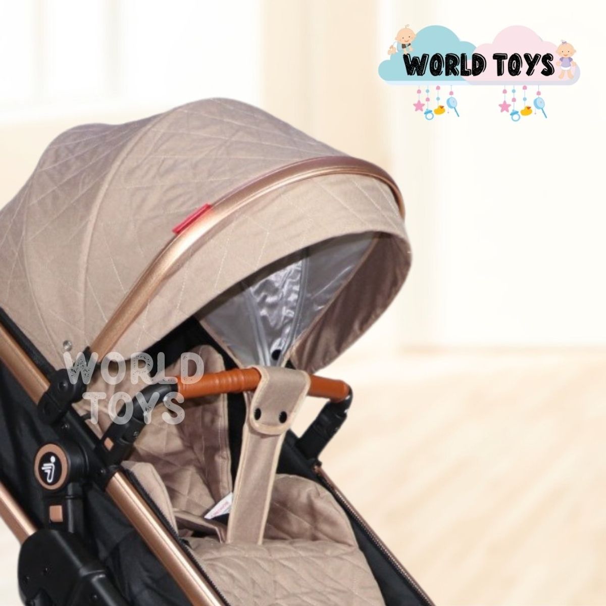 BABY - Coche Moisés Mini 4 en 1 «LIETTI GOLD» con Portabebé Beige