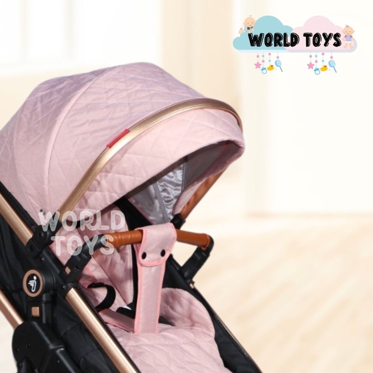 BABY - Coche Moisés Mini 4 en 1 «LIETTI GOLD» con Portabebé Pink