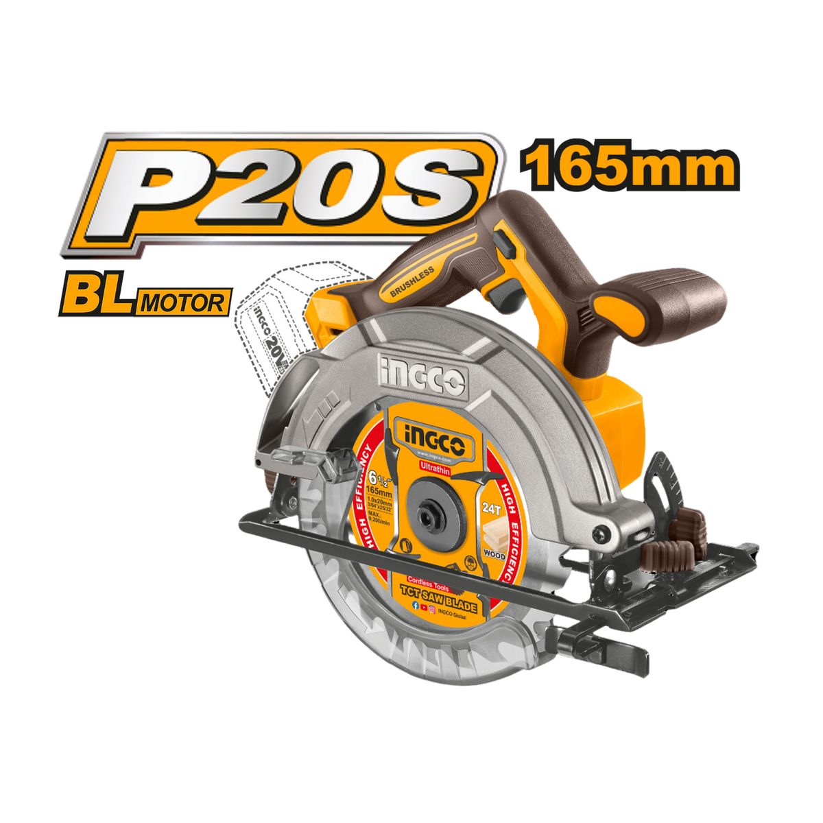 INGCO TOOLS - Sierra circular 6 ½" + taladro 52nm + baterias y cargador Ingco