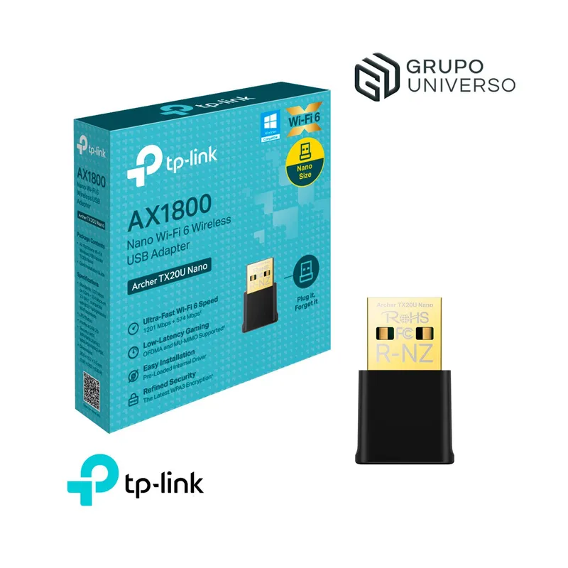 TP LINK - Archer TX20U Nano Tp-Link Adaptador USB inalámbrico Wi-Fi 6 AX1800