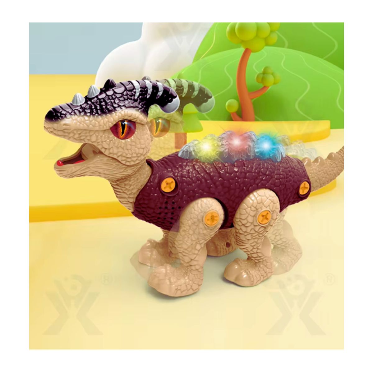 IMPORTADO MC - DINOSAURIO ARMABLE, MUSICAL, LUCES Y  DESARMADOR