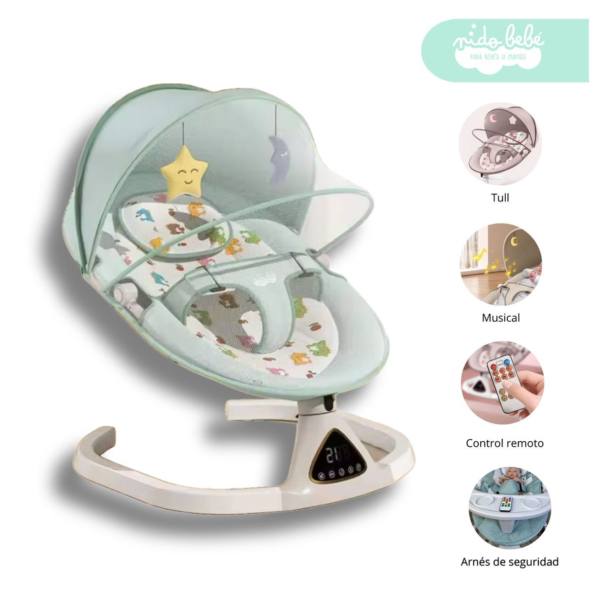 GENERICO - Silla mecedora eléctrica Baby Dream Verde