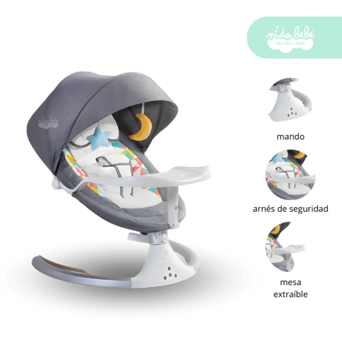 GENERICO - Silla mecedora eléctrica Baby Dream color plomo