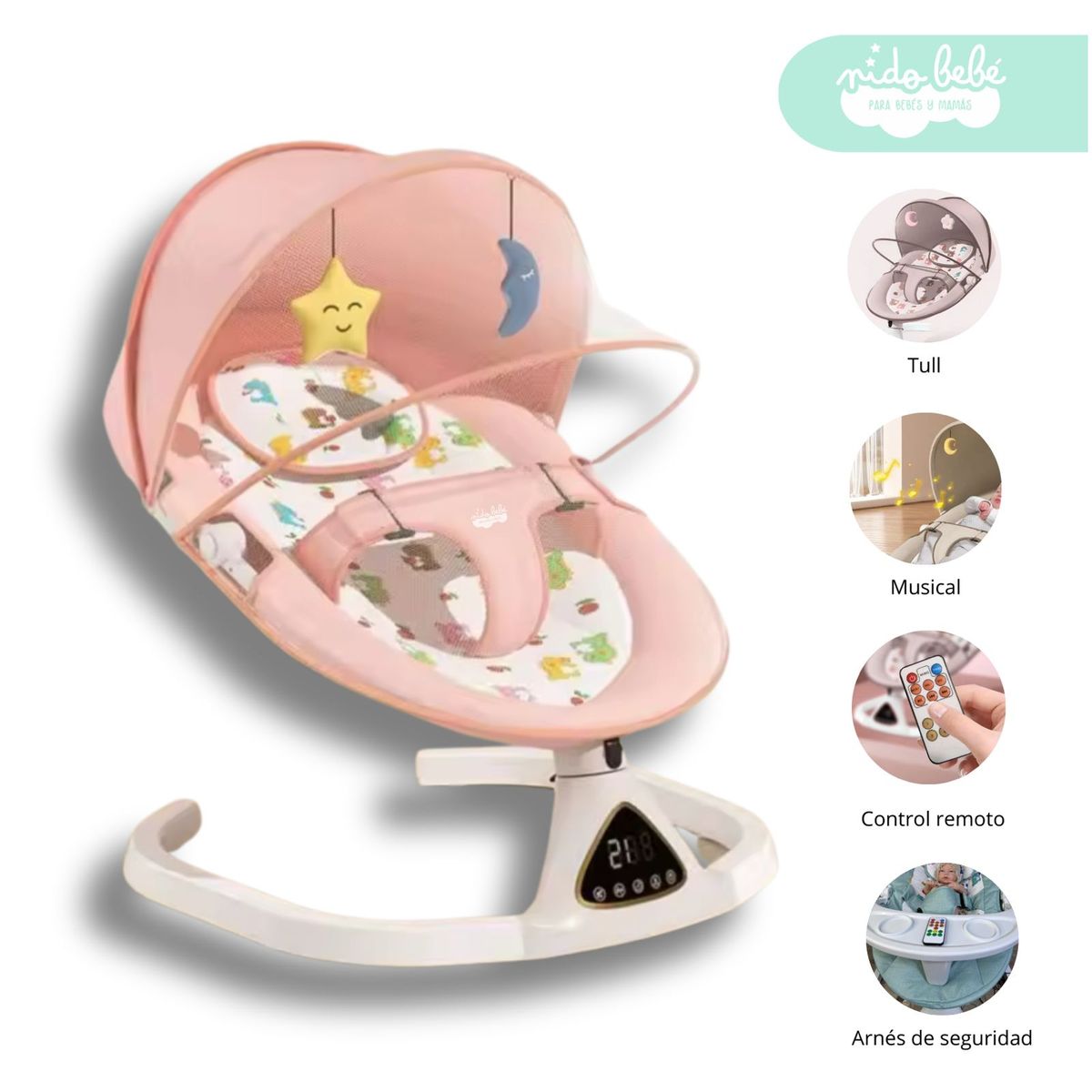 GENERICO - Silla mecedora eléctrica Baby Dream Rosada