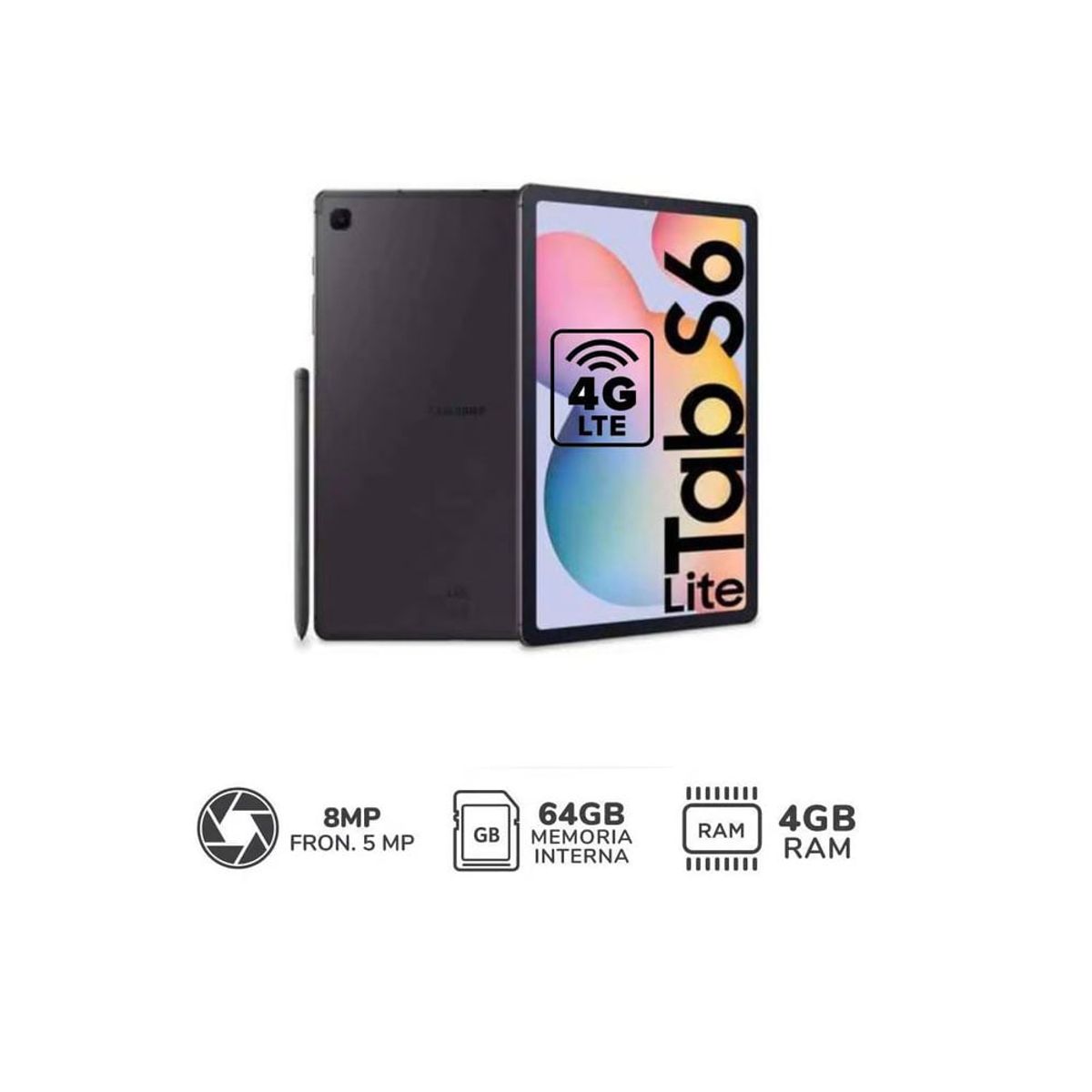 SAMSUNG - Tablet Galaxy Tab S6 Lite LTE chip  4GB+64GB S Pen SM-P619 - Gris.