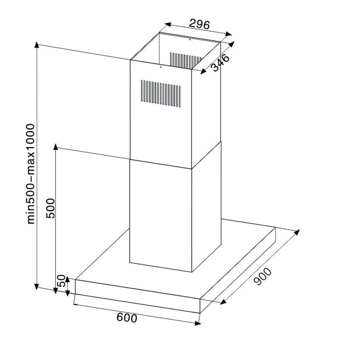 INDURAMA - Campana Isla Indurama CEI-90CRTIS Croma 90 cm