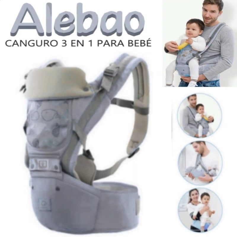 GENERICO - Canguro Para Bebé Ergonómico Ballena 3 en 1 Gris