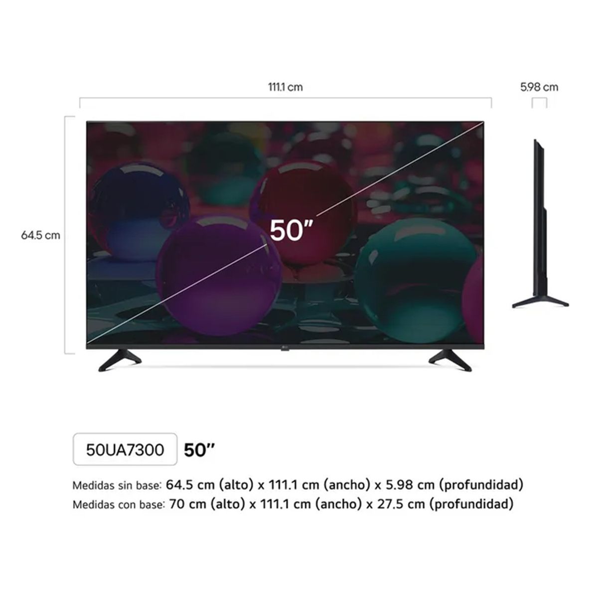 LG - Televisor LG 50” UHD 4K Smart Thinq AI 50UA7300PSB Modelo 2025